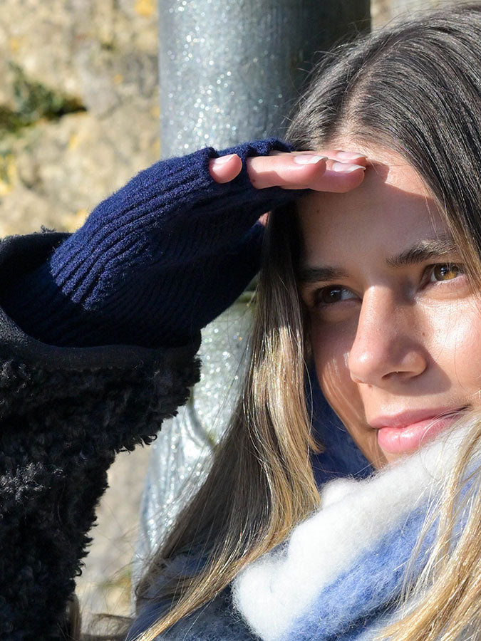 Navy Fingerless Gloves – stylish accessories from C&K, an independent lifestyle store in Settle, North Yorkshire.