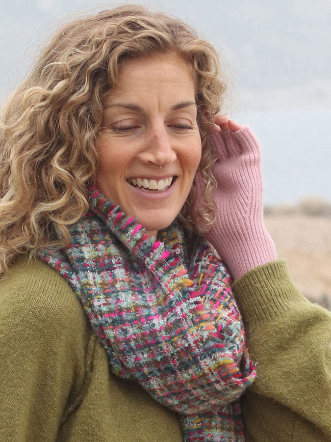 Pastel Pink Fingerless Gloves – stylish accessories from C&K, an independent lifestyle store in Settle, North Yorkshire.