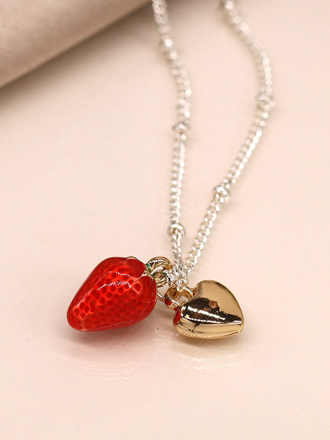 Silver Plated Enamel Strawberry Necklace – stylish accessories from C&K, an independent lifestyle store in Settle, North Yorkshire.
