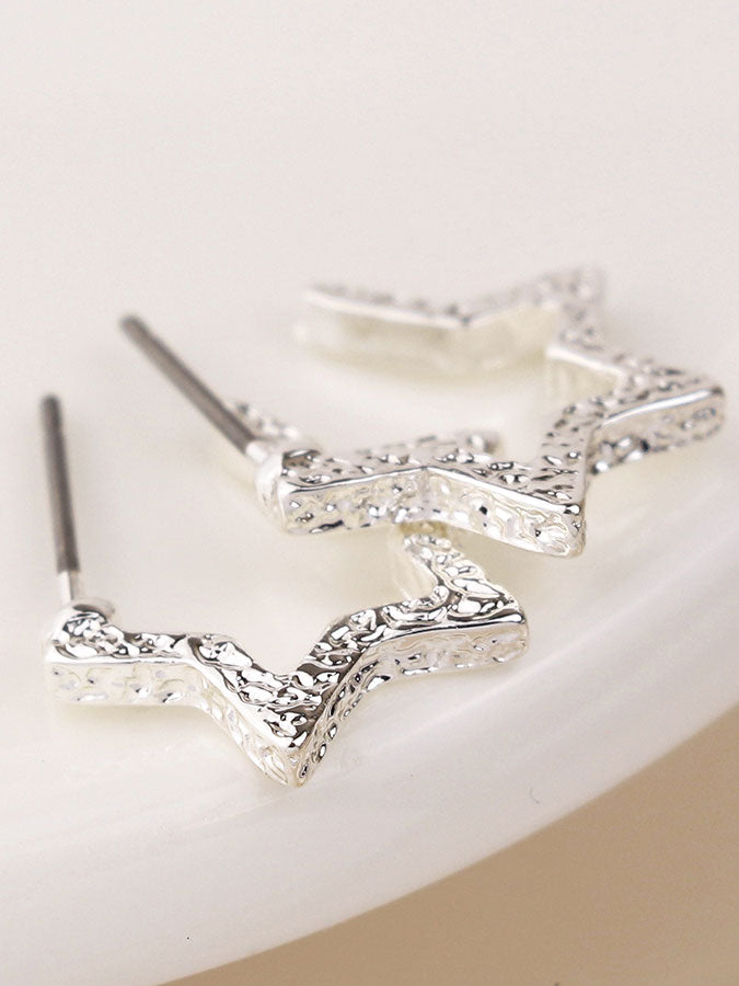 Silver Plated Textured Star Earrings – stylish accessories from C&K, an independent lifestyle store in Settle, North Yorkshire.