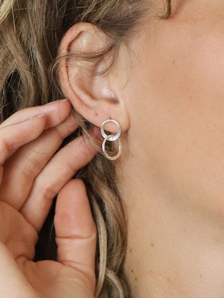 Sterling Silver Double Hoop Drop Earrings – stylish accessories from C&K, an independent lifestyle store in Settle, North Yorkshire.