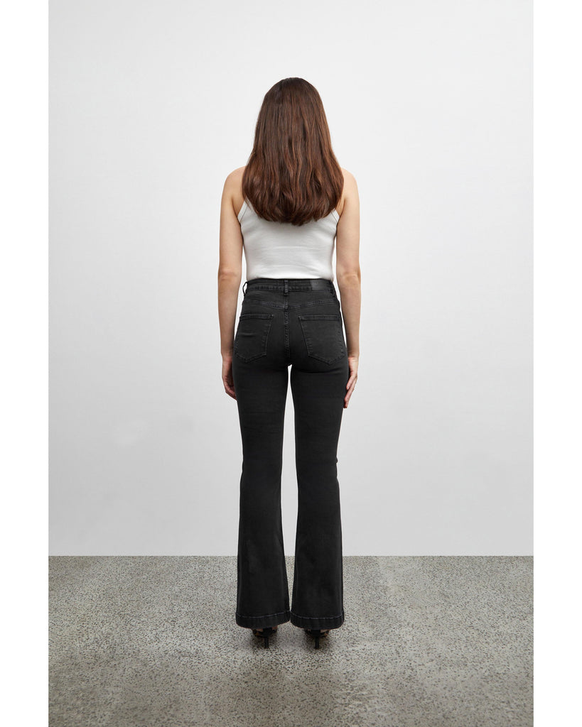 Becca Bootcut Leg Jeans Black Denim – timeless women’s fashion from C&K, an independent lifestyle store in Settle, North Yorkshire.