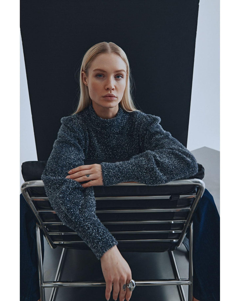 Blair Pullover - Dark Grey/Silver lurex – timeless women’s fashion from C&K, an independent lifestyle store in Settle, North Yorkshire.
