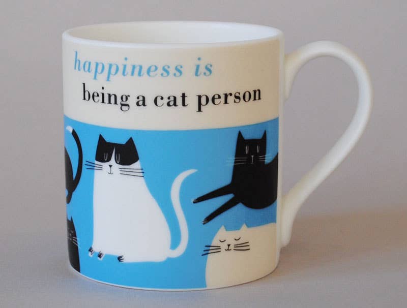 Happiness Cat Person Bone China Mug Turquoise – thoughtful gifts and beautiful finds from C&K, an independent lifestyle store in Settle.
