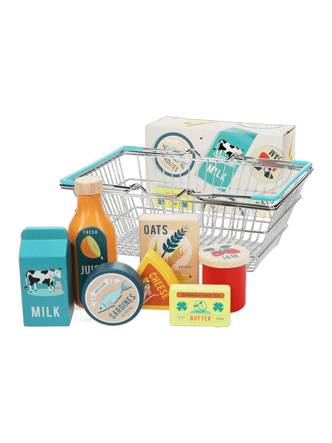 Wooden Shopping Play Set With Basket – joyful toys & games for little ones at C&K, an independent lifestyle store in Settle.
