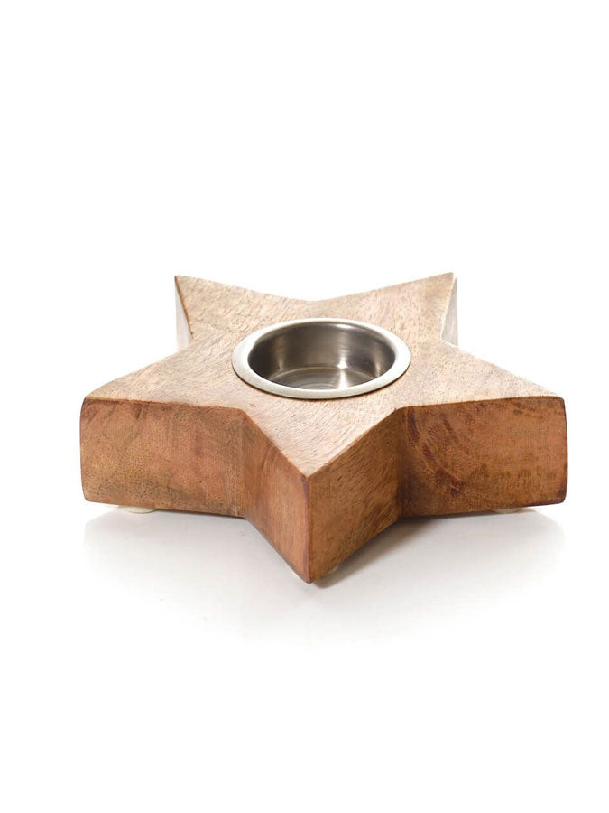Mango Wood Star Tea Light Holder – thoughtful gifts and beautiful finds from C&K, an independent lifestyle store in Settle.