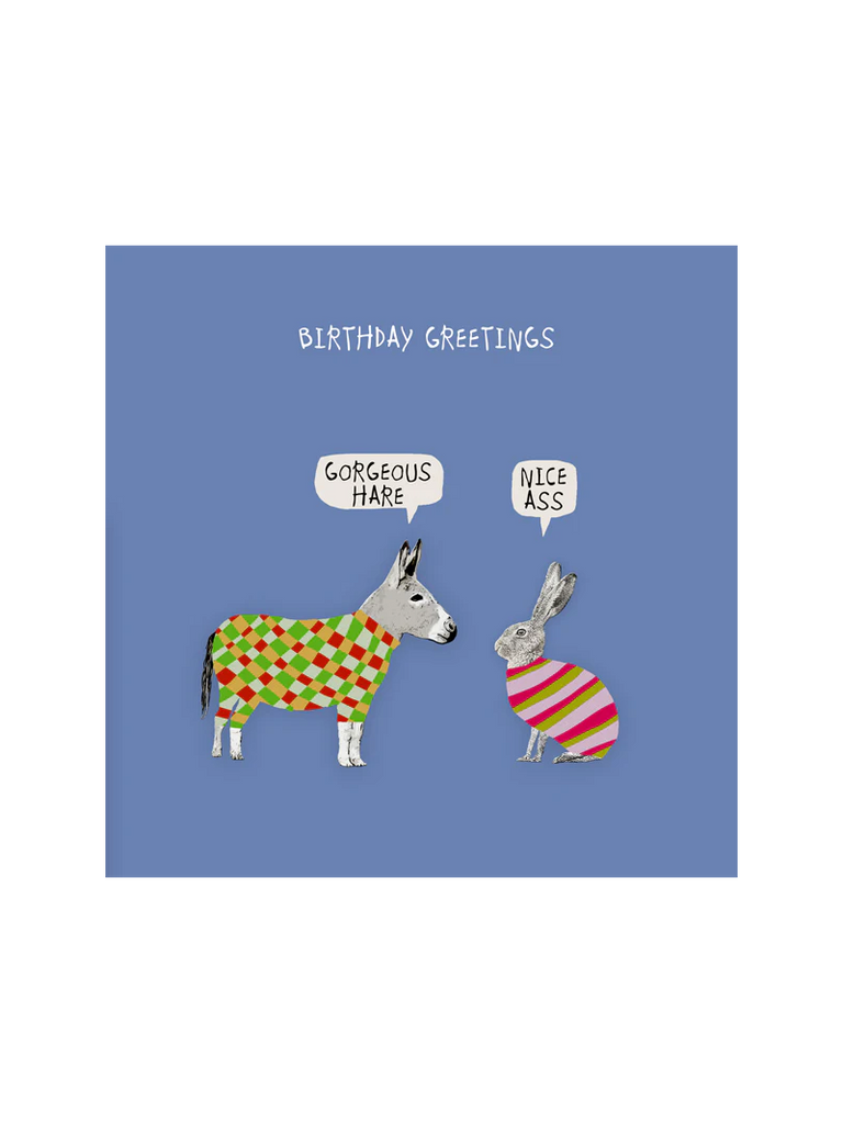 Birthday Greetings Hare and Ass Card – beautiful greeting card from C&K, an independent lifestyle store in Settle.