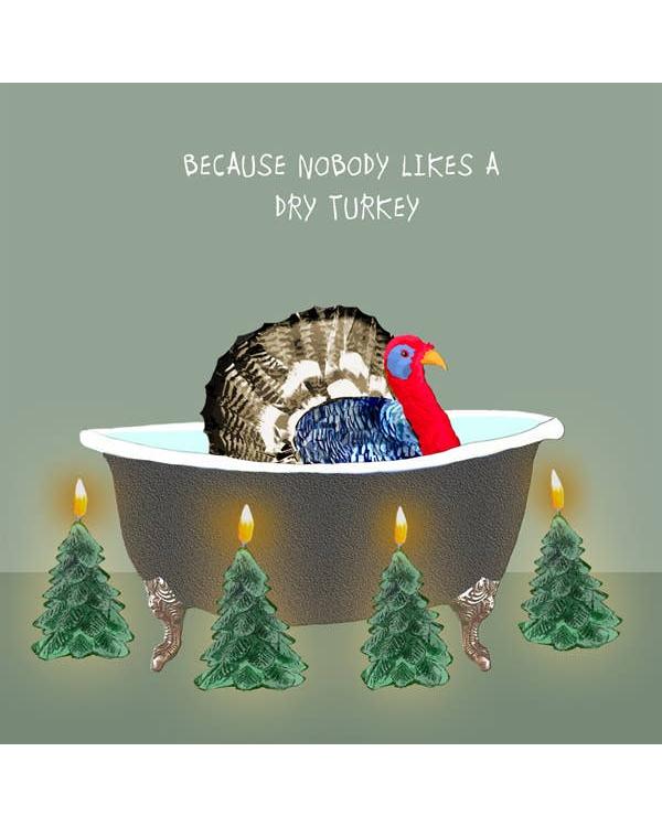Christmas Card - Funny card turkey in bath – beautiful greeting card from C&K, an independent lifestyle store in Settle.