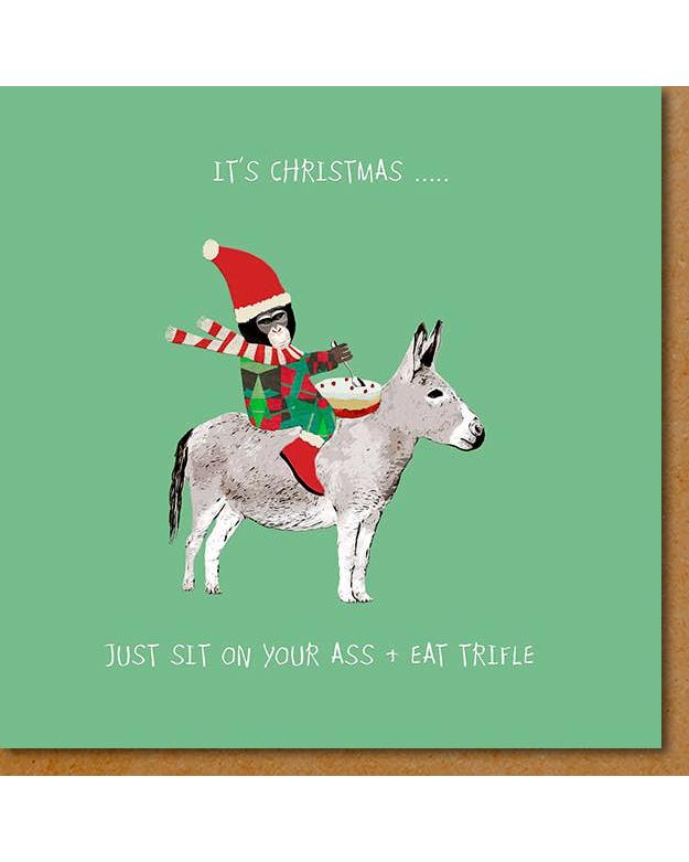 Funny Card - Sit and your Ass and eat trifle – beautiful greeting card from C&K, an independent lifestyle store in Settle.