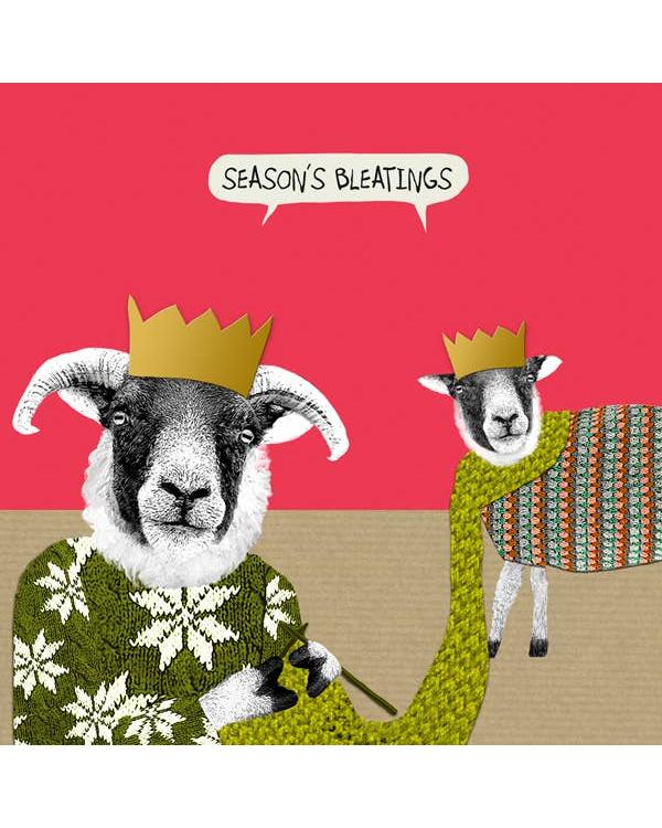 Seasons Bleatings (Christmas Sheep) Christmas Card – beautiful greeting card from C&K, an independent lifestyle store in Settle.