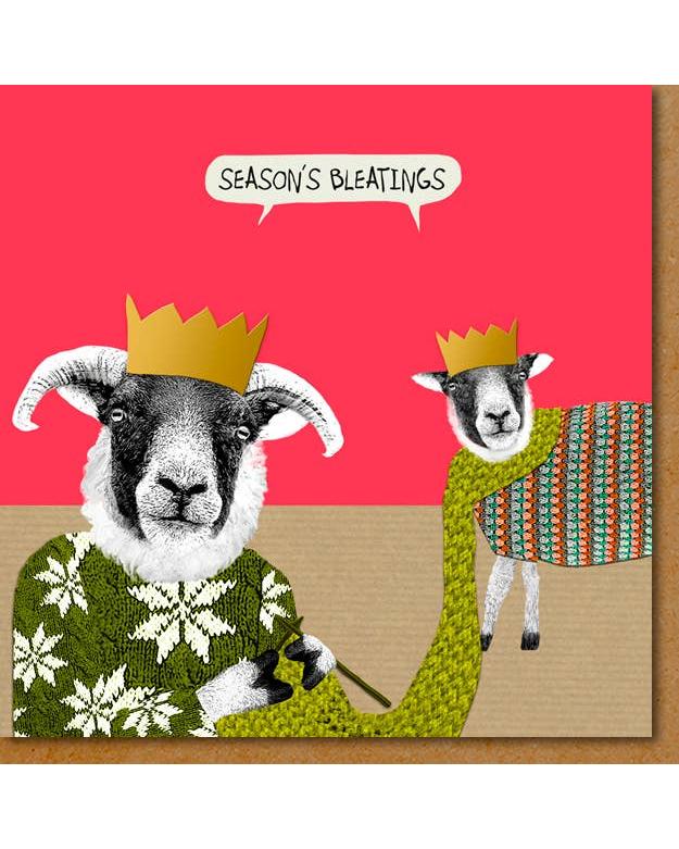 Seasons Bleatings (Christmas Sheep) Christmas Card – beautiful greeting card from C&K, an independent lifestyle store in Settle.