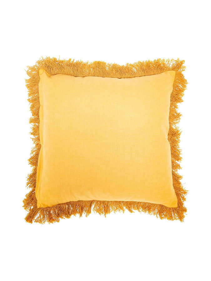 Block Print Fringed Cushion Mustard – thoughtful gifts and beautiful finds from C&K, an independent lifestyle store in Settle.