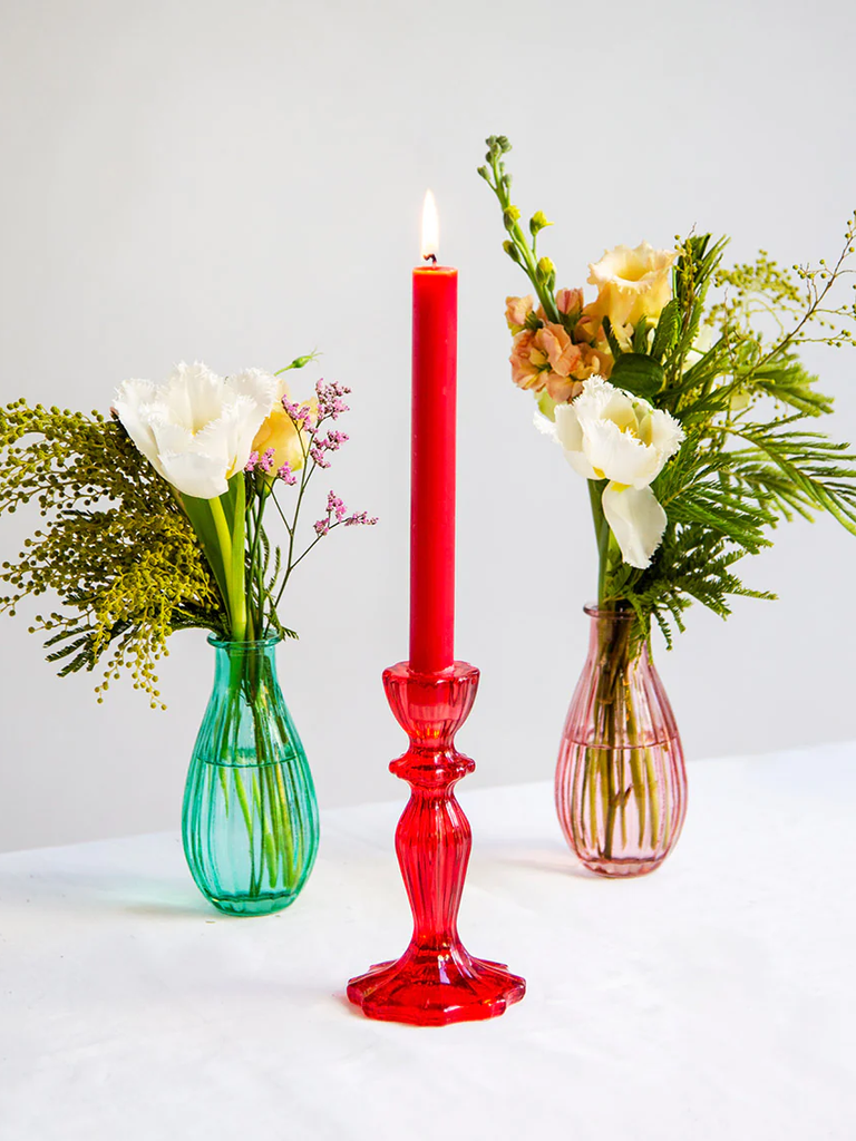 Boho Red Glass Candle Holder – thoughtful gifts and beautiful finds from C&K, an independent lifestyle store in Settle.