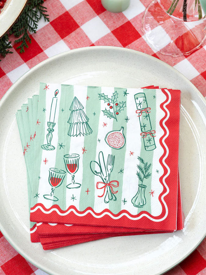 Bon Noel Napkin Green Stripe – thoughtful gifts and beautiful finds from C&K, an independent lifestyle store in Settle.