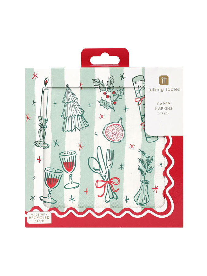 Bon Noel Napkin Green Stripe – thoughtful gifts and beautiful finds from C&K, an independent lifestyle store in Settle.