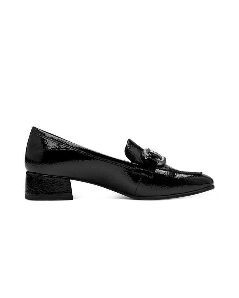 Black patent heeled loafer – timeless women’s fashion from C&K, an independent lifestyle store in Settle, North Yorkshire.