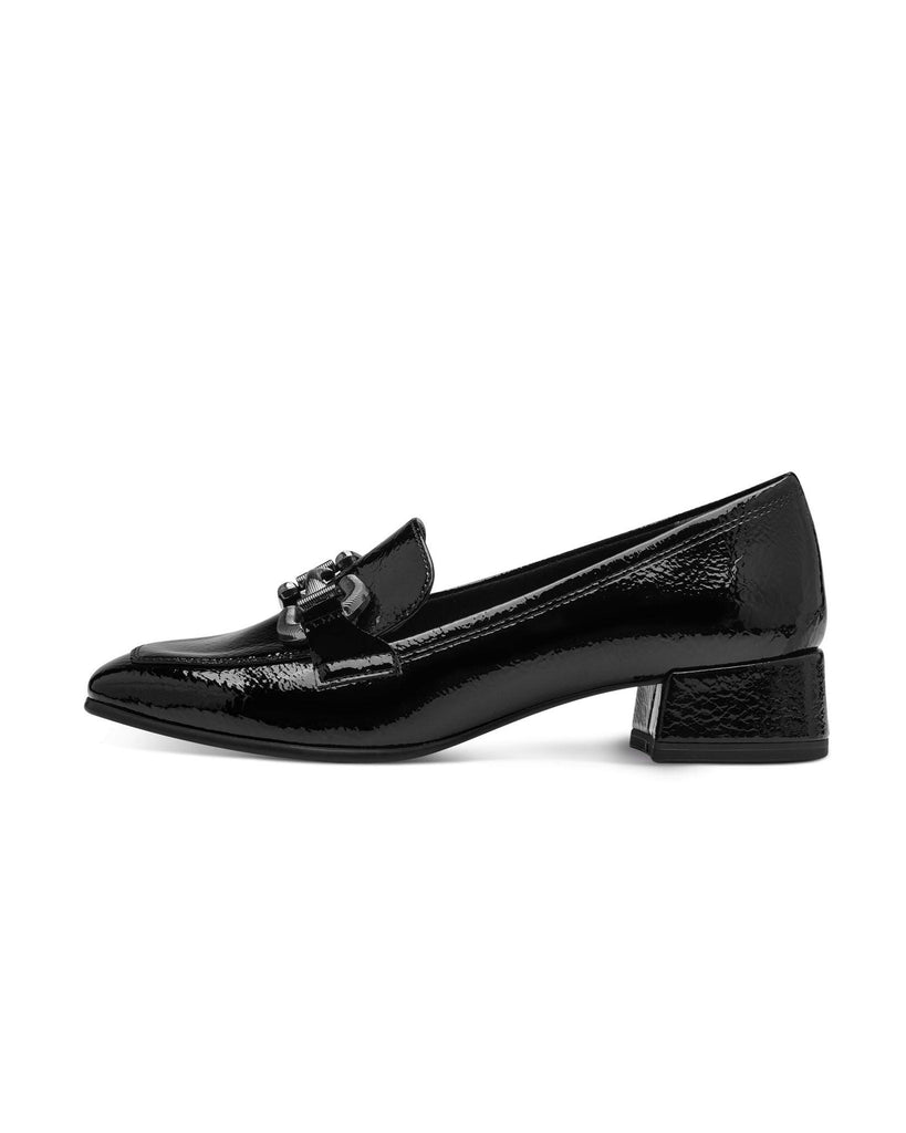 Black patent heeled loafer – timeless women’s fashion from C&K, an independent lifestyle store in Settle, North Yorkshire.