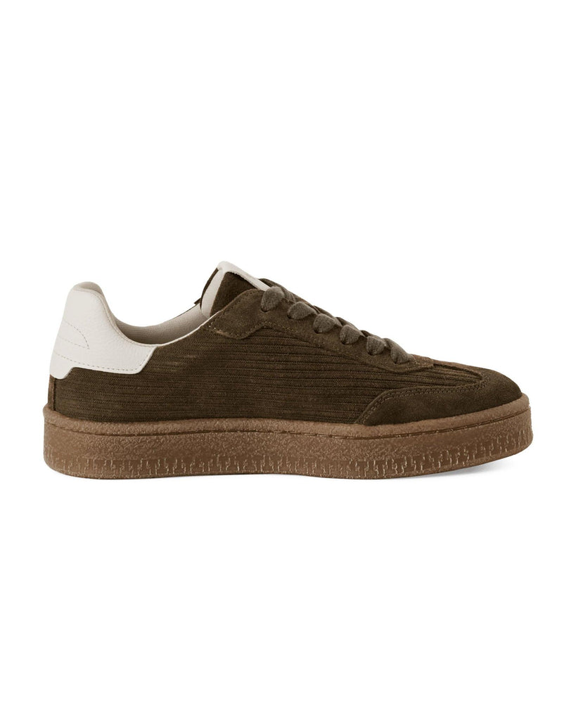 Olive cord leather trainer – timeless women’s fashion from C&K, an independent lifestyle store in Settle, North Yorkshire.
