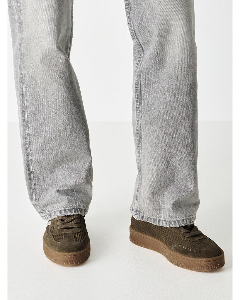 Olive cord leather trainer – timeless women’s fashion from C&K, an independent lifestyle store in Settle, North Yorkshire.