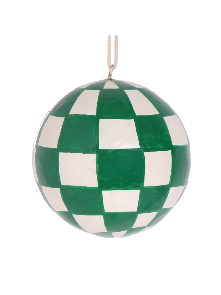 Christmas Papier Mache Check Bauble - Green – thoughtful gifts and beautiful finds from C&K, an independent lifestyle store in Settle.