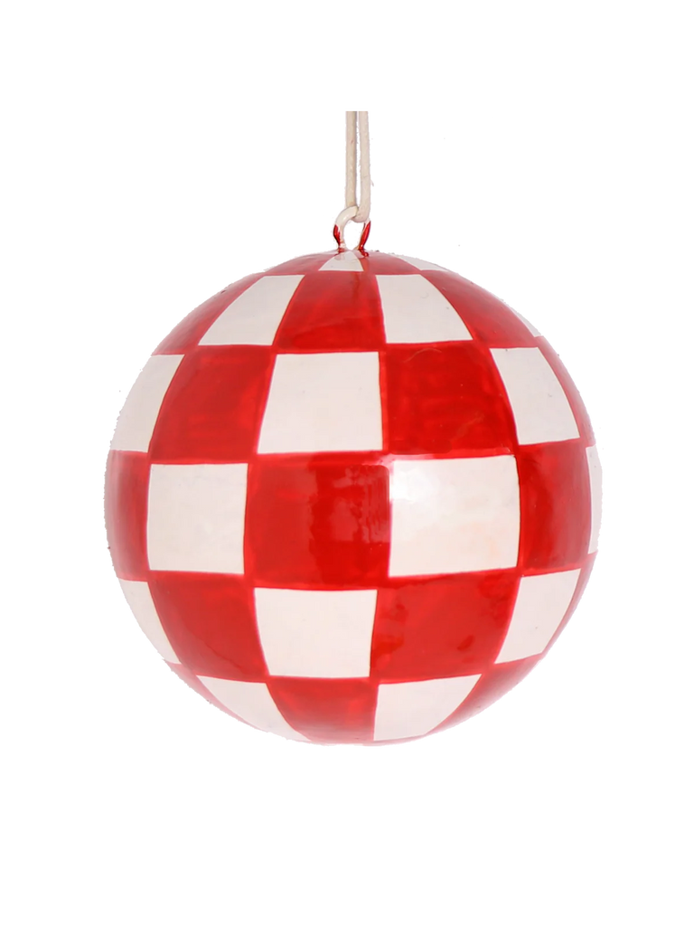 Christmas Papier Mache Check Bauble - Red – thoughtful gifts and beautiful finds from C&K, an independent lifestyle store in Settle.