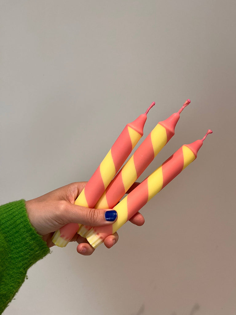 Pale Yellow and Peach Helter Skelter candle – thoughtful gifts and beautiful finds from C&K, an independent lifestyle store in Settle.