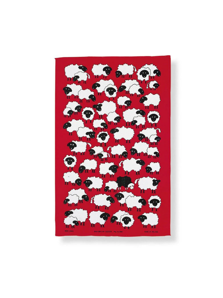 Baa Baa Red Cotton Tea Towel – quality kitchenware & dining essentials by C&K, an independent lifestyle store in Settle.