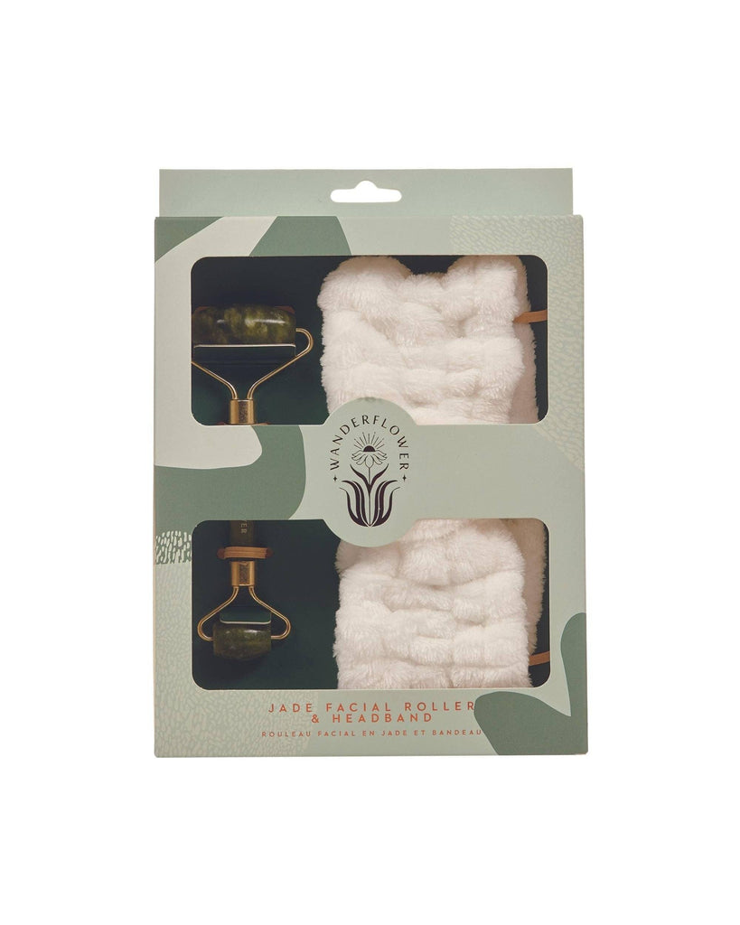2pc Jade Facial Roller & Headband Set - Green & White – thoughtful gifts and beautiful finds from C&K, an independent lifestyle store in Settle.