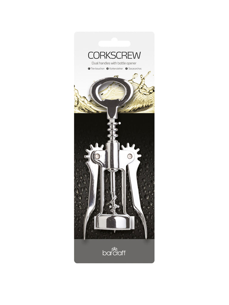 BarCraft Double Handled Chrome Wing Corkscrew – quality kitchenware & dining essentials by C&K, an independent lifestyle store in Settle.