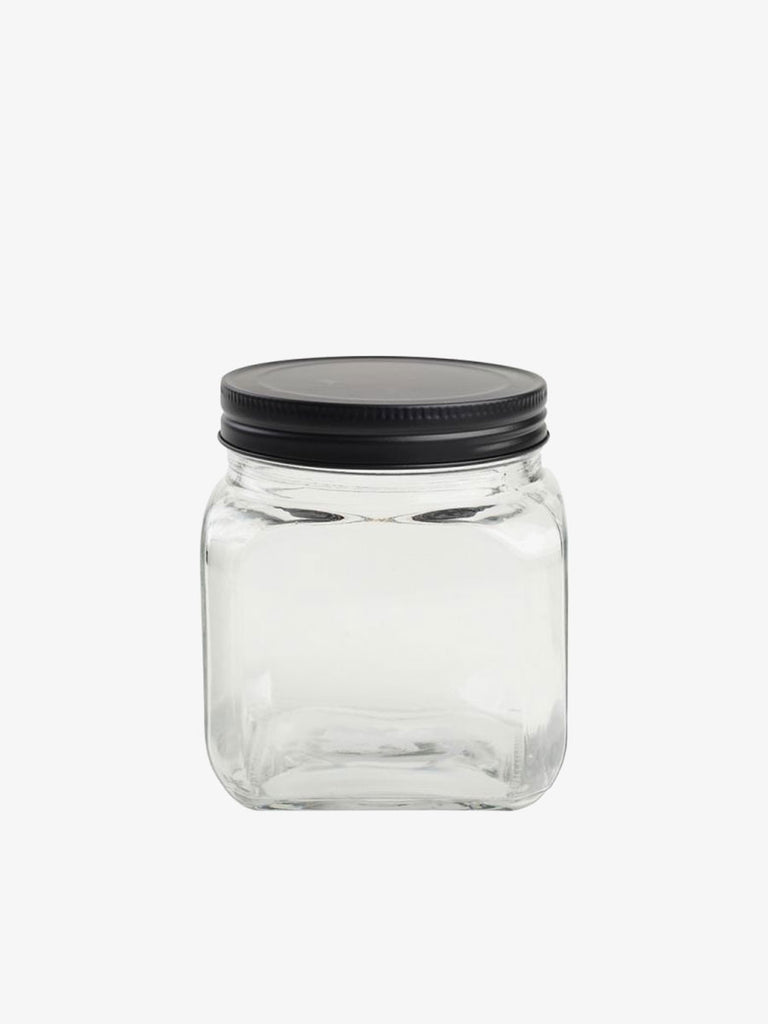 Small Square Glass Jar with Black Lid – quality kitchenware & dining essentials by C&K, an independent lifestyle store in Settle.